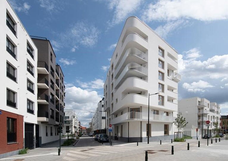 De nieuwe appartementsgebouwen in de duurzame wijk Tivoli